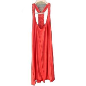 Sandiva Coral Crochet Back Beach Cover Up Dress Swim Coverup Resort Vacation Wea